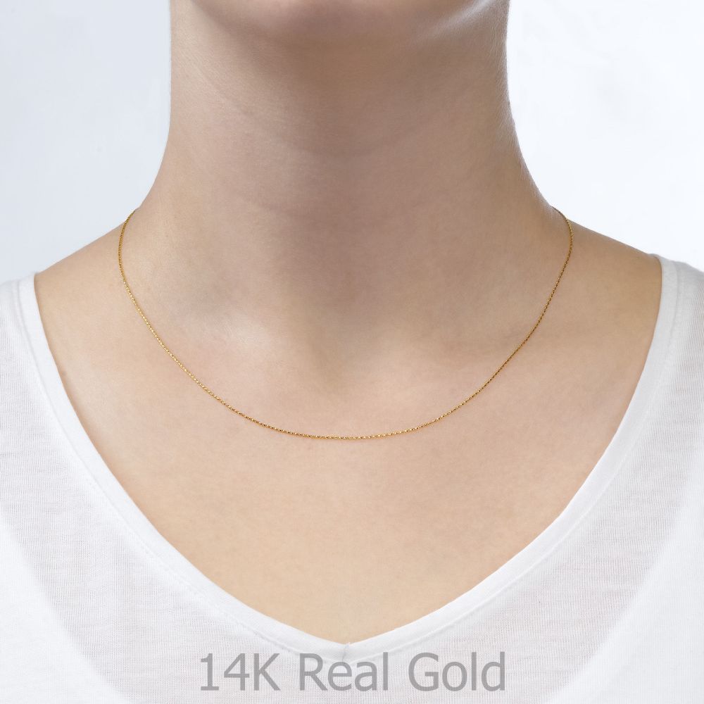 Gold Chains | 14K Yellow Gold Twisted Venice Chain Necklace 0.6mm Thick, 17.7