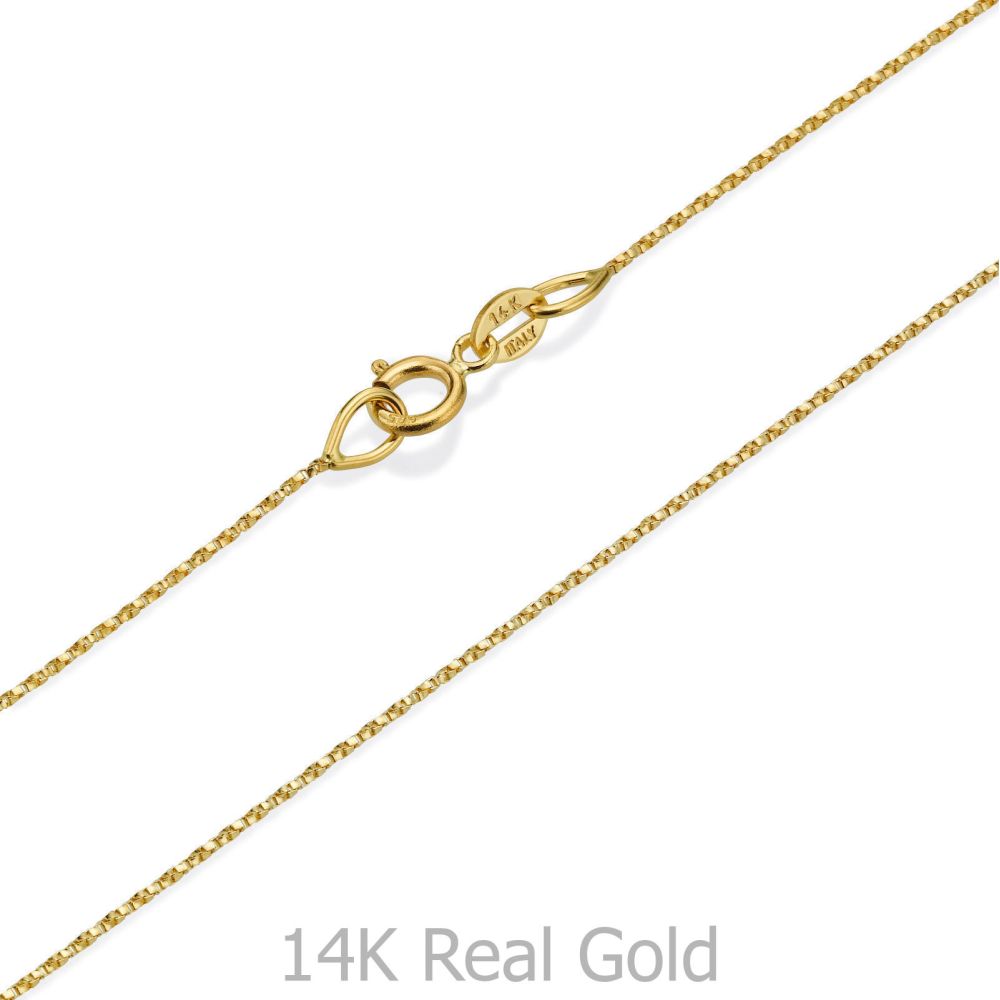 Gold Chains | 14K Yellow Gold Twisted Venice Chain Necklace 0.6mm Thick, 17.7