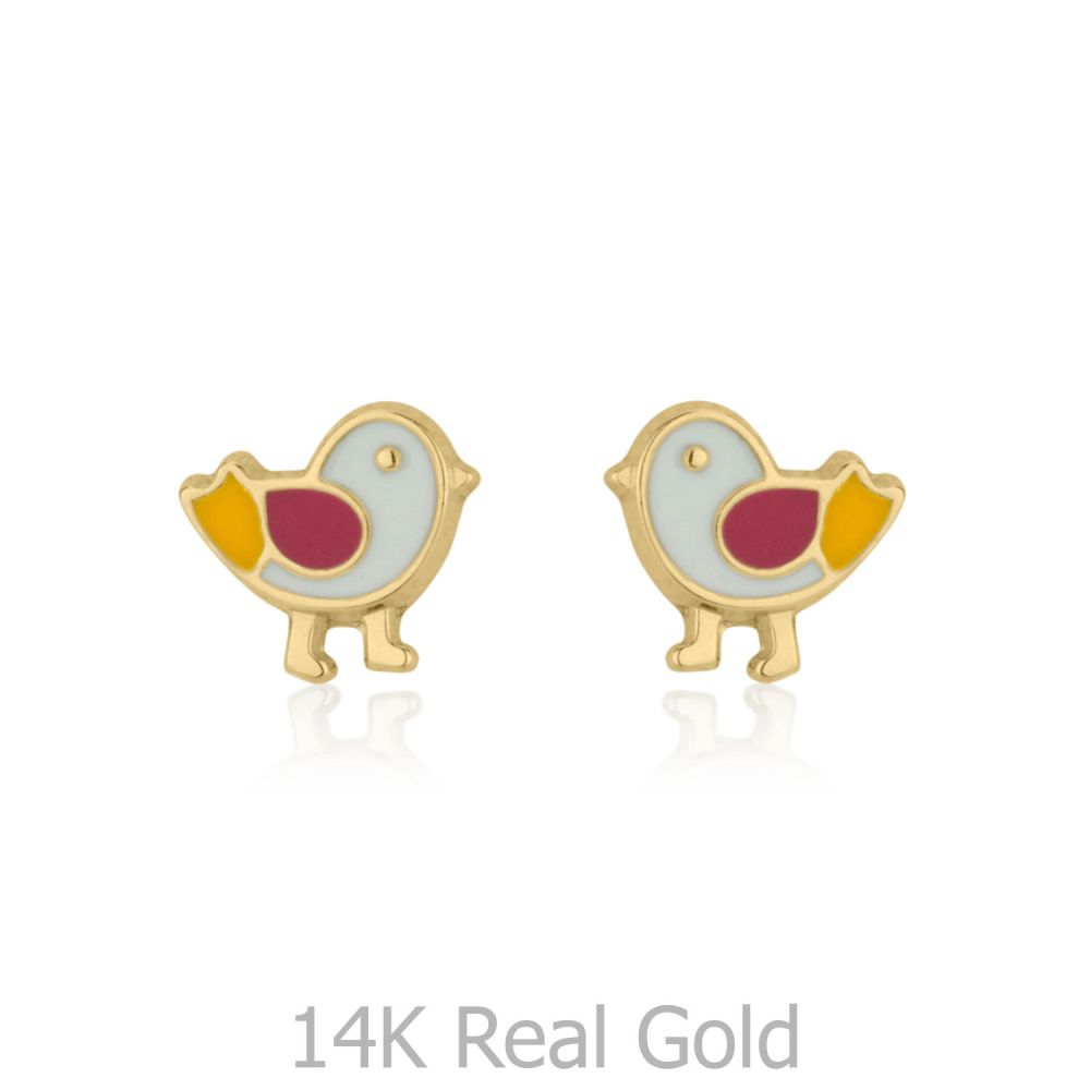 Girl's Jewelry | 14K Yellow Gold Kid's Stud Earrings - Cheeky Chick