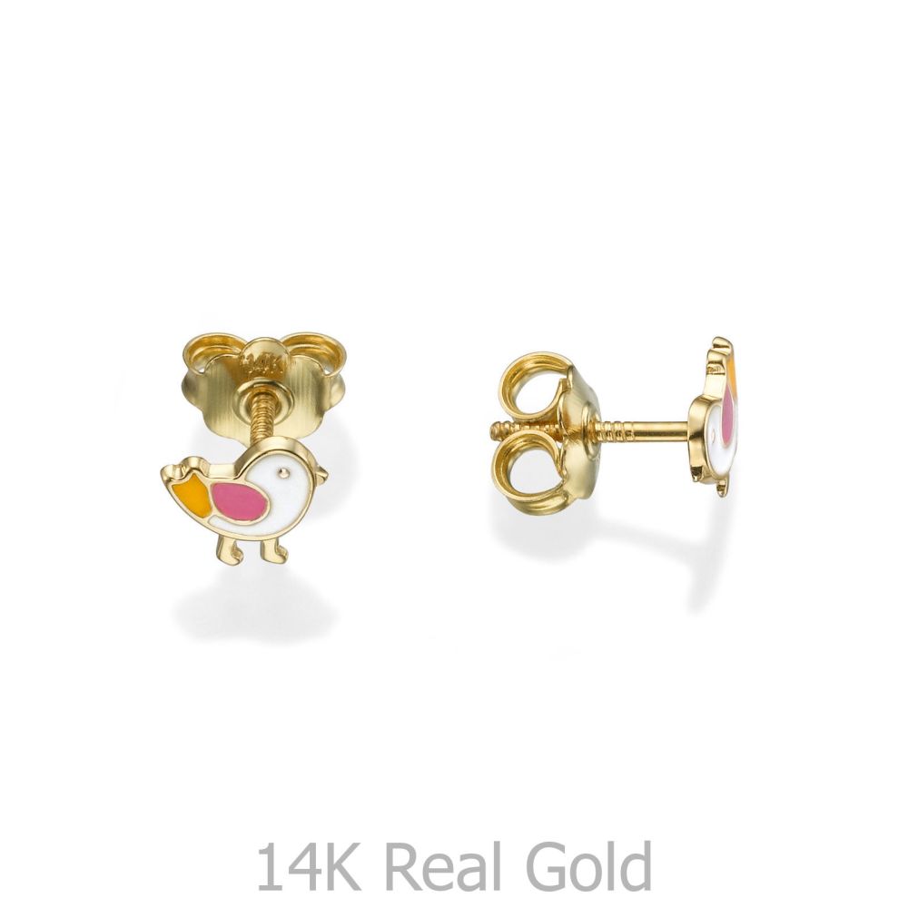 Girl's Jewelry | 14K Yellow Gold Kid's Stud Earrings - Cheeky Chick
