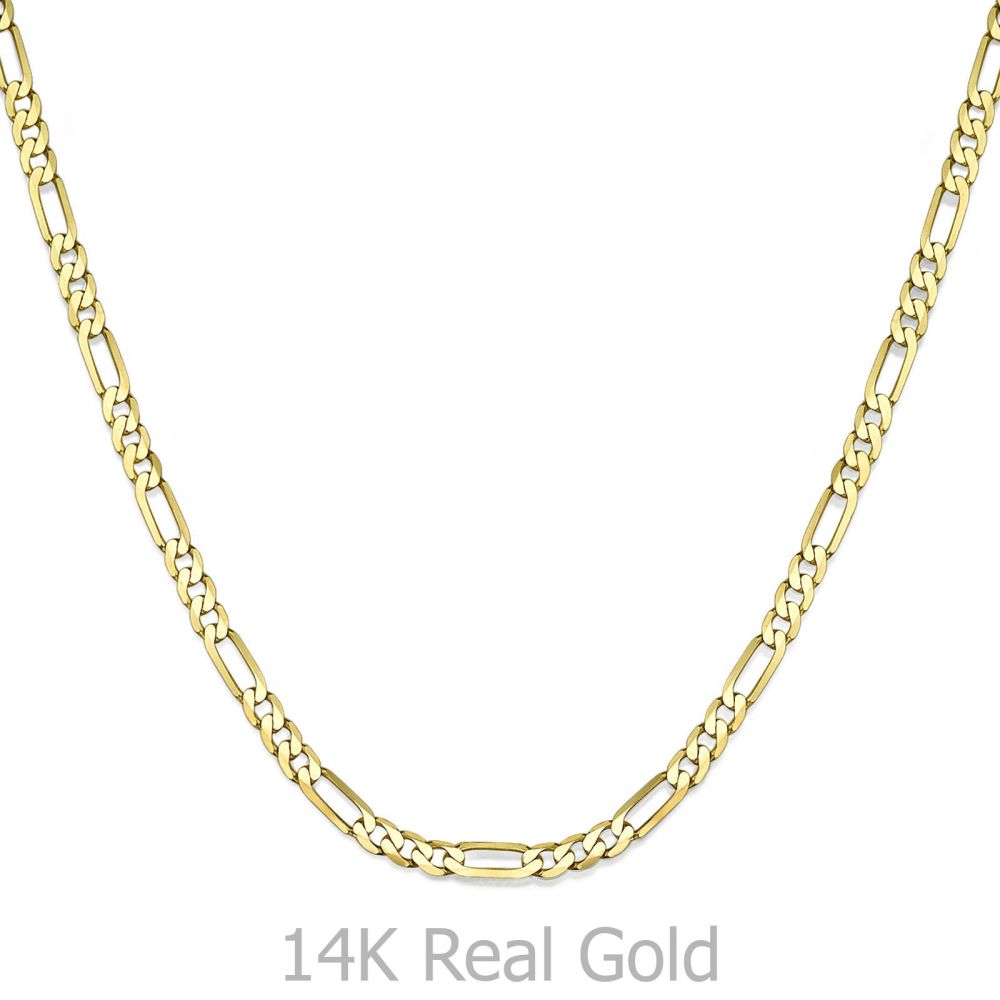 Jewelry for Men | 14K Yellow Gold Chain for Men Figaro 3.84mm Thick, 21.6