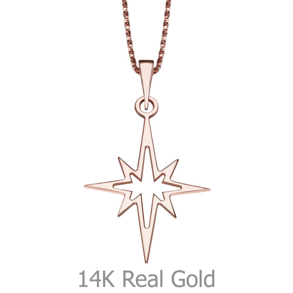Girl's Jewelry | Pendant and Necklace in 14K Rose Gold - Golden Star