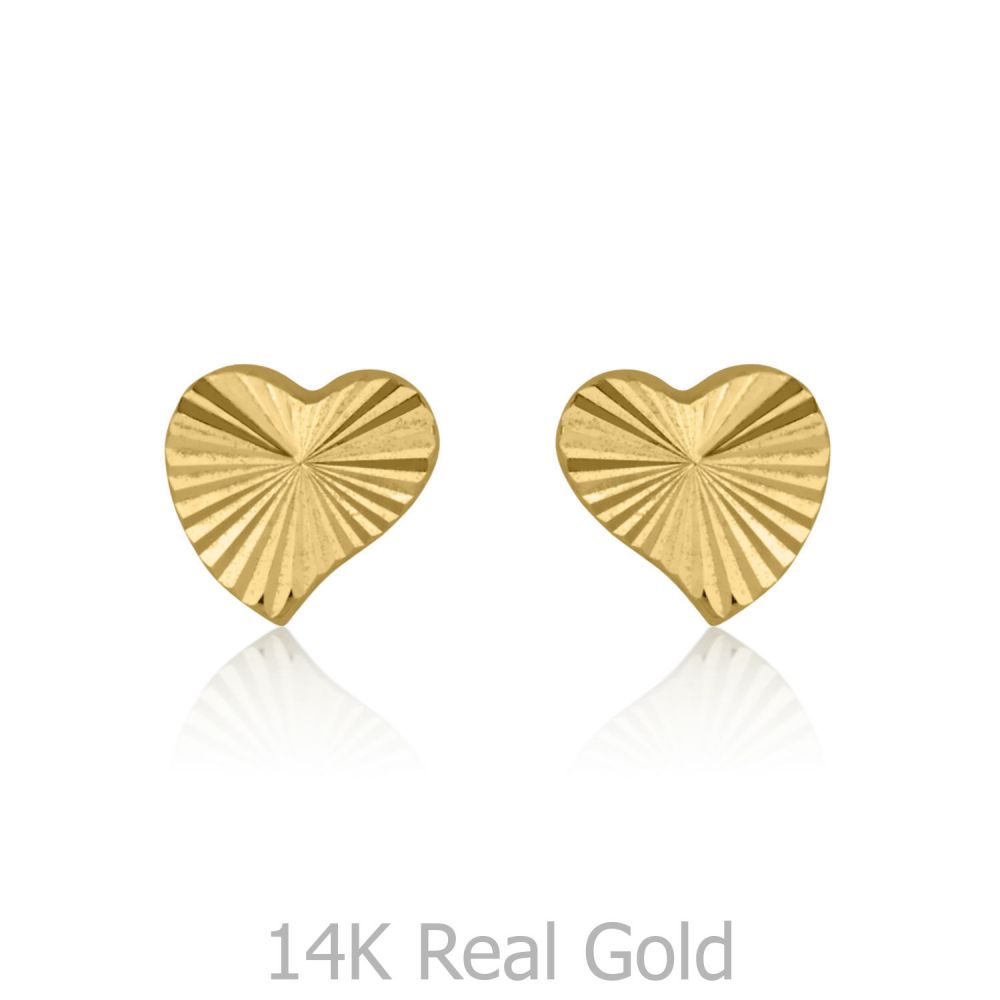 Girl's Jewelry | 14K Yellow Gold Kid's Stud Earrings - Noted Heart