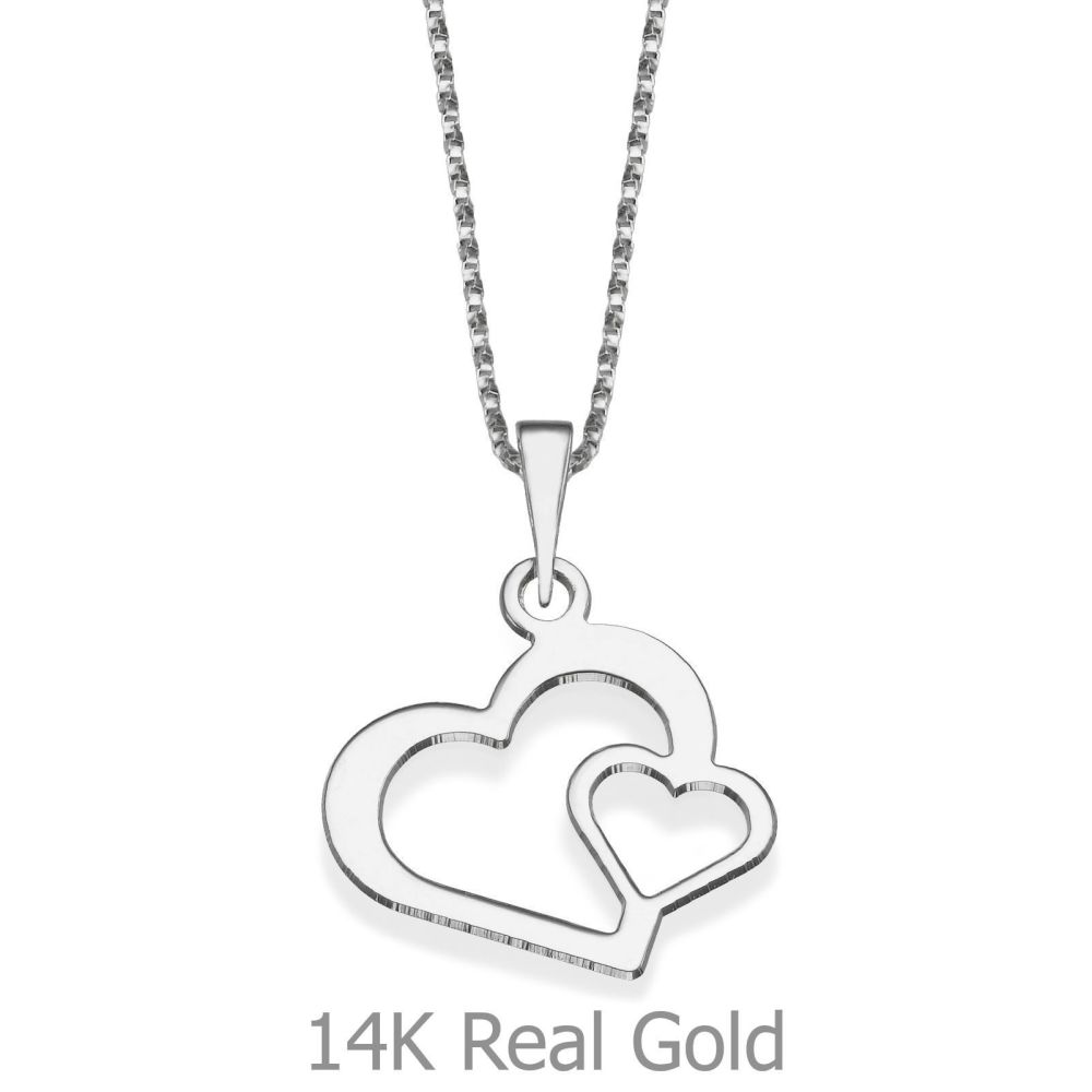 Girl's Jewelry | Pendant and Necklace in 14K White Gold - From the Bottom of My Heart