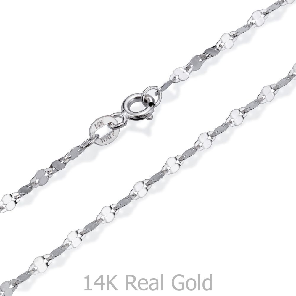 Gold Chains | 14K White Gold Forzata Chain Necklace 2.4mm Thick, 21.45