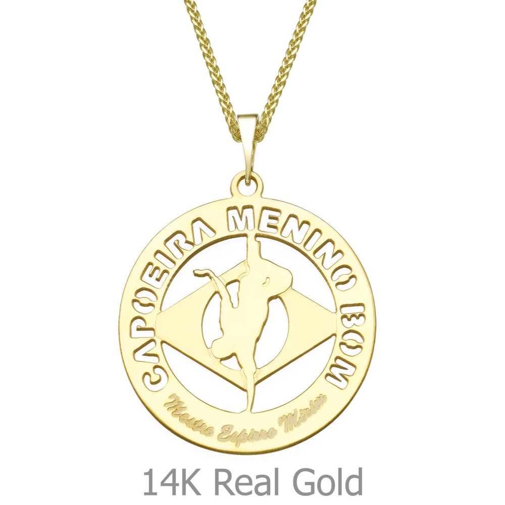 Girl's Jewelry | Pendant and Necklace in 14K Yellow Gold - Capoera Menino Bom