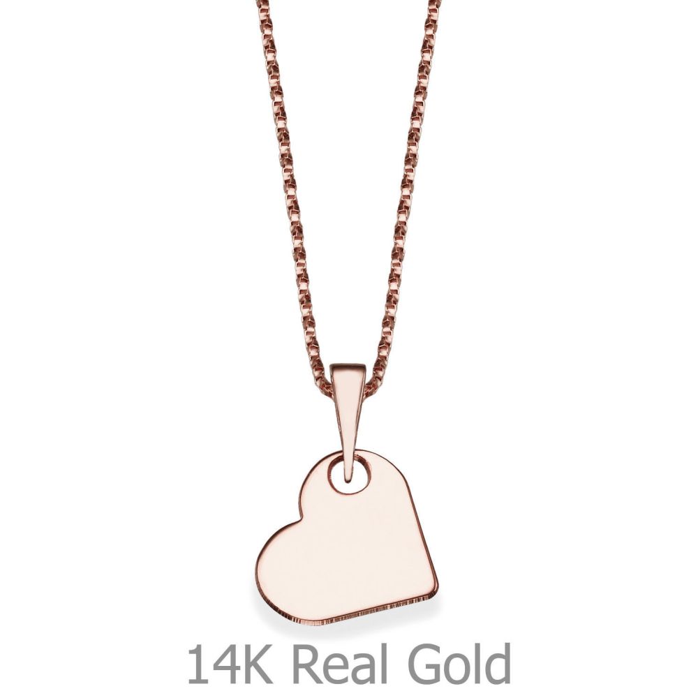 Girl's Jewelry | Pendant and Necklace in 14K Rose Gold - Classic Heart