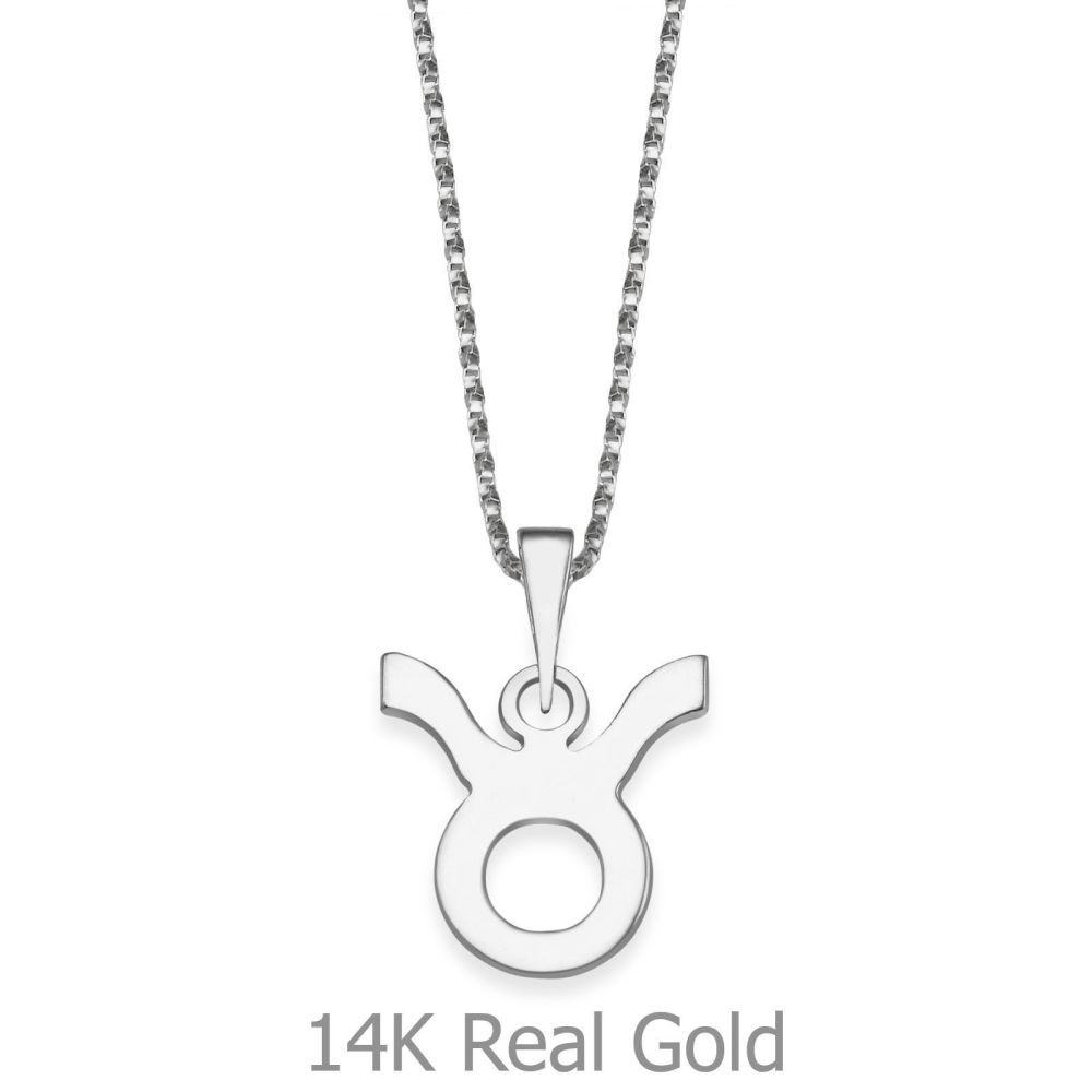 Girl's Jewelry | Pendant and Necklace in 14K White Gold - Taurus