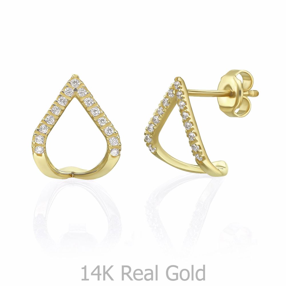 Women’s Gold Jewelry | 14K Yellow Gold Diamond Earrings - Sparkling Lagoon