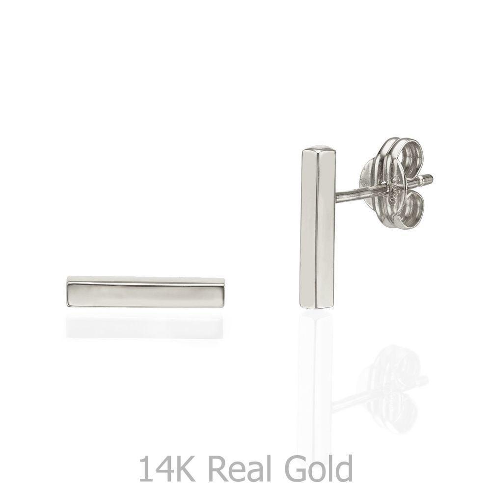 Women’s Gold Jewelry | 14K White Gold Women's Earrings - Golden Bar