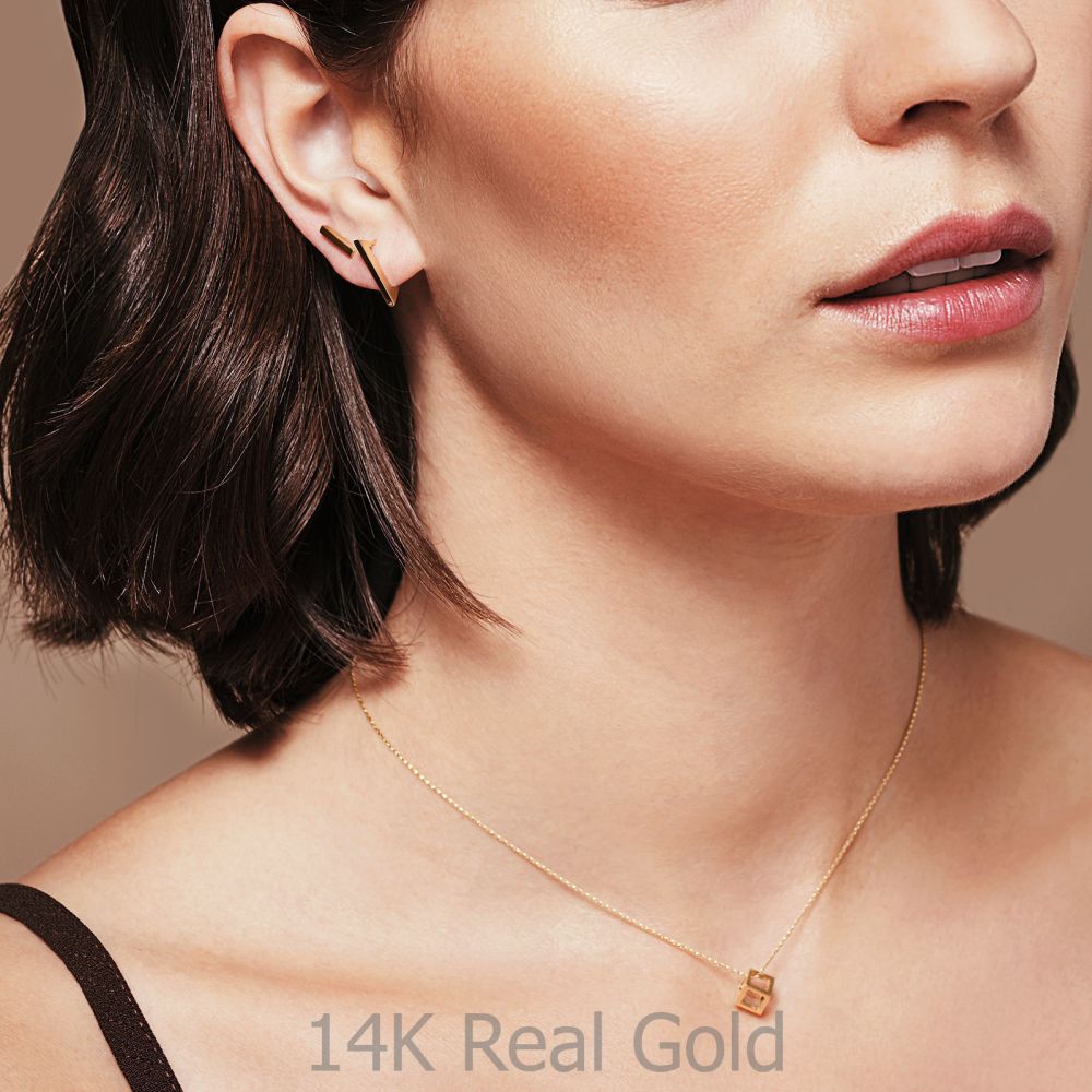 Women’s Gold Jewelry | 14K White Gold Women's Earrings - Golden Bar