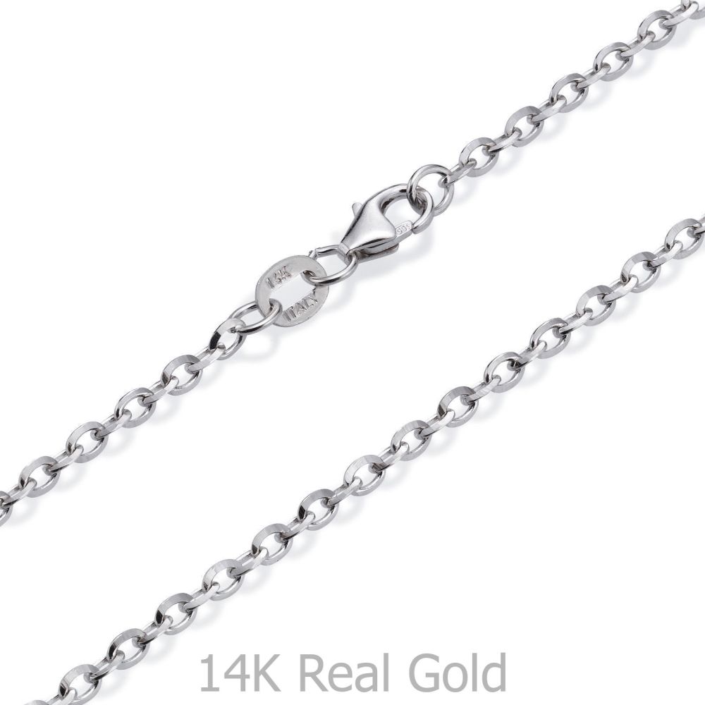 Jewelry for Men | 14K White Gold Chain for Men Rollo 2.2mm Thick, 21.45