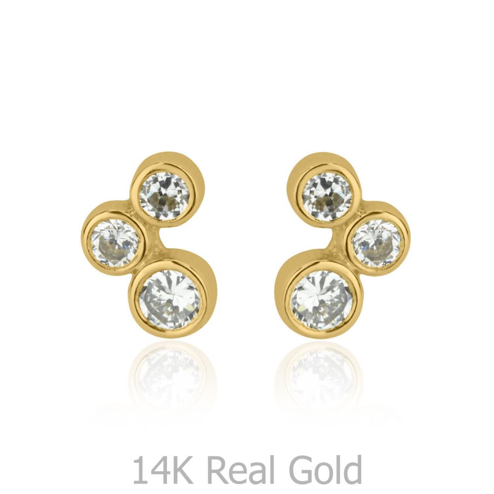 Girl's Jewelry | 14K Yellow Gold Kid's Stud Earrings - Sparkling Circles