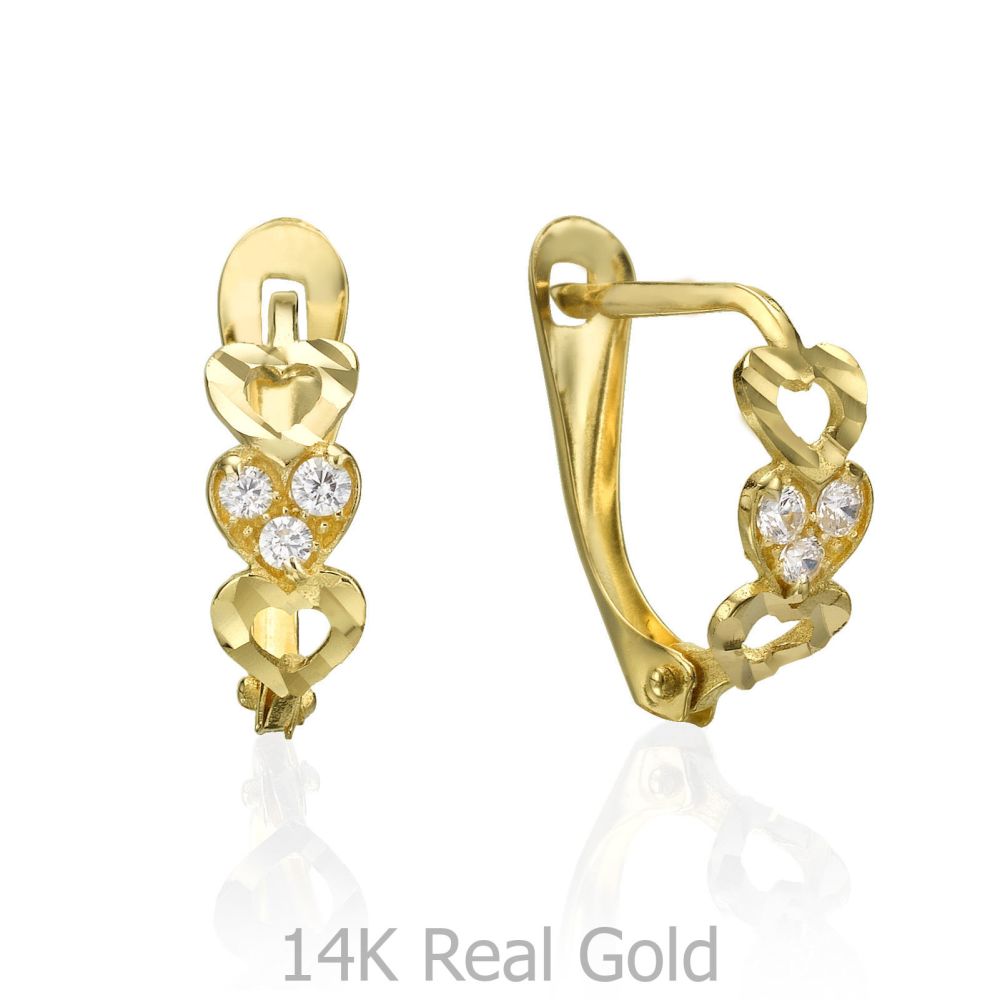 Gold Earrings | Drop Earrings - Happy Hearts