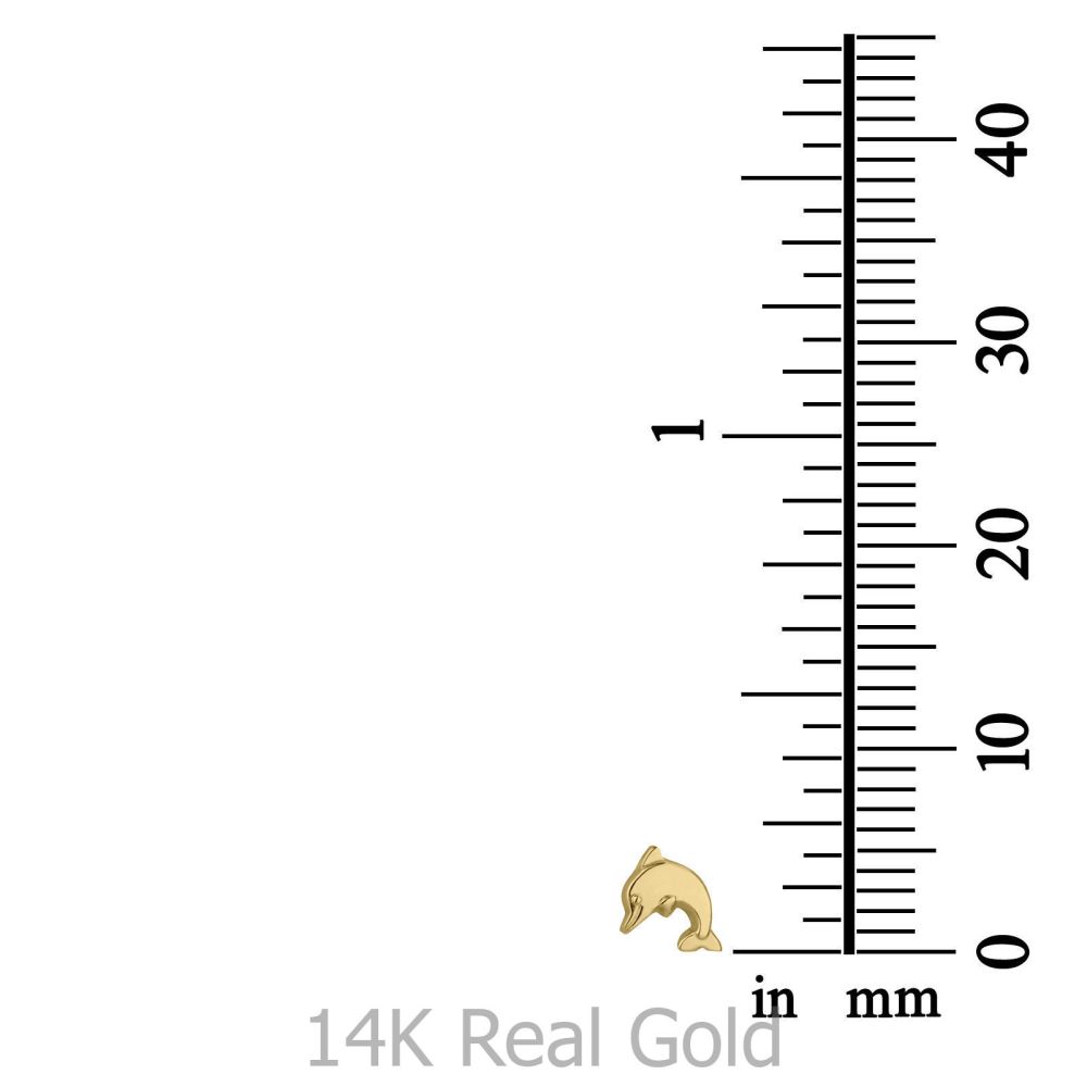 Girl's Jewelry | 14K Yellow Gold Kid's Stud Earrings - Joyous Dolphin