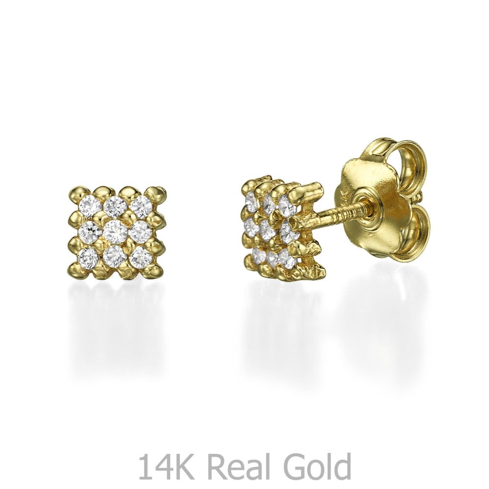 Girl's Jewelry | 14K Yellow Gold Teen's Stud Earrings - Charm