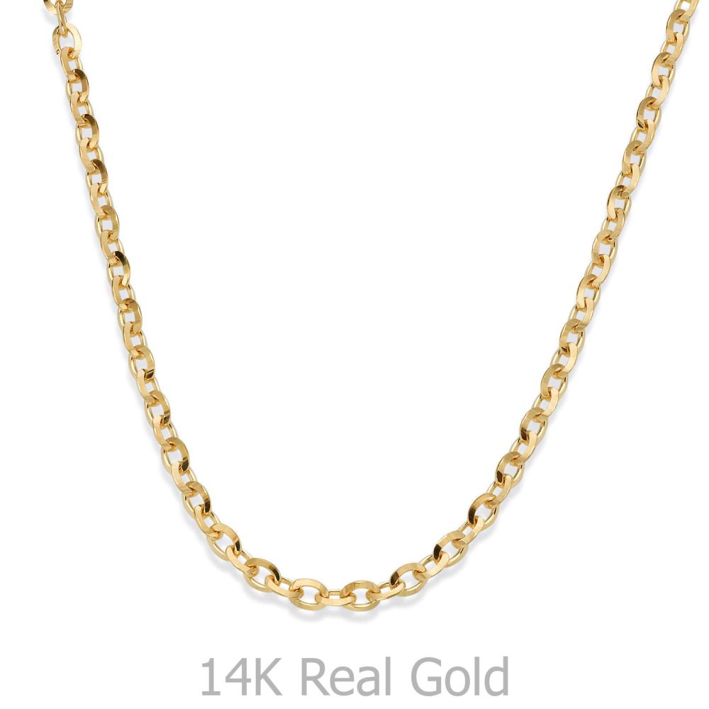 Gold Chains | 14K Yellow Gold Rollo Chain Necklace 2.2mm Thick, 21.45