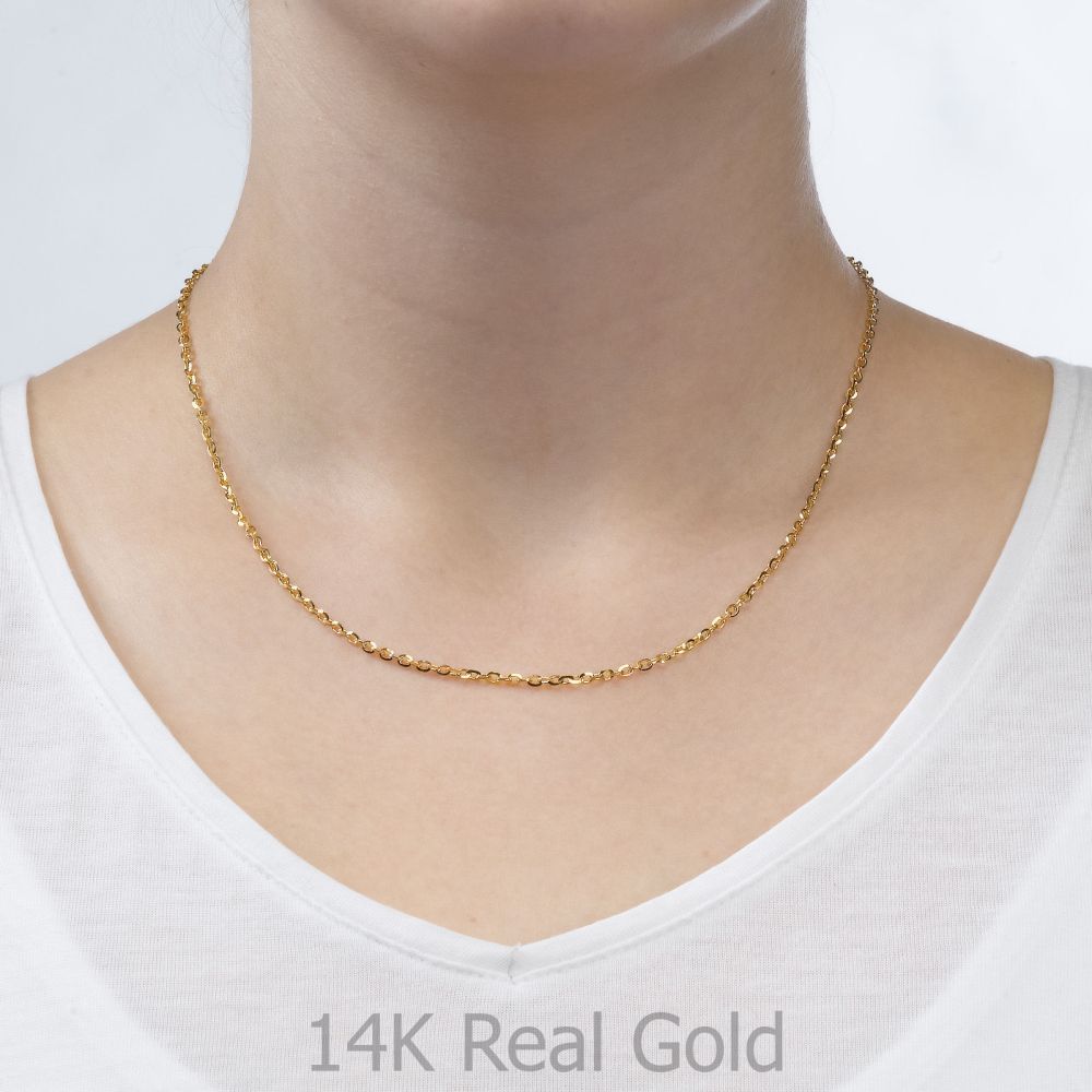 Gold Chains | 14K Yellow Gold Rollo Chain Necklace 2.2mm Thick, 21.45