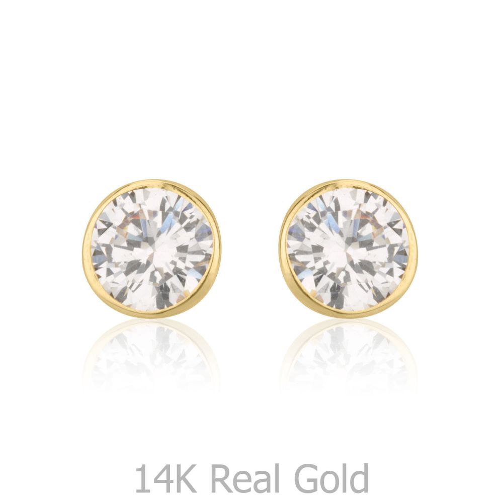 Girl's Jewelry | 14K Yellow Gold Kid's Stud Earrings - Circle of Monica
