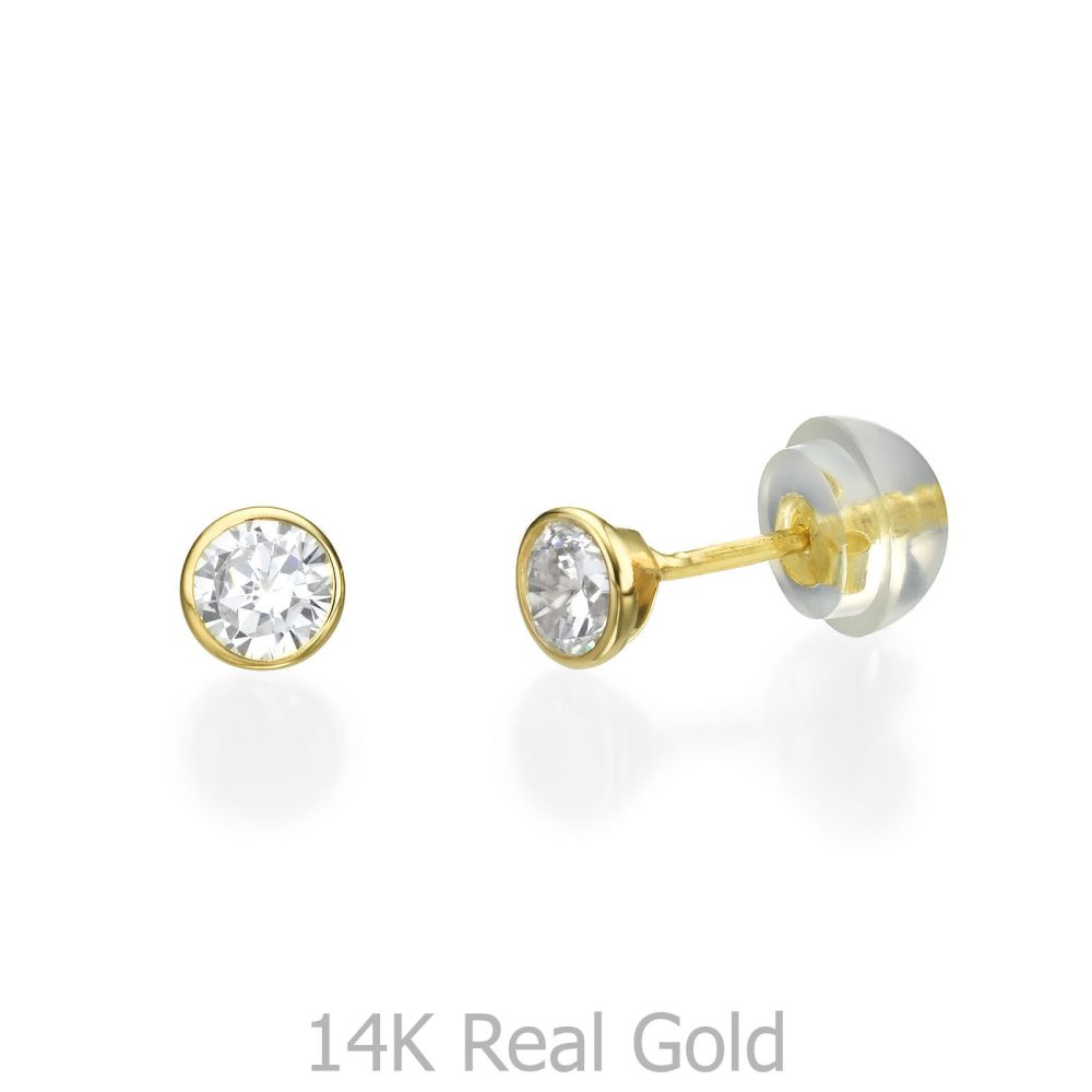Girl's Jewelry | 14K Yellow Gold Kid's Stud Earrings - Circle of Monica - Small