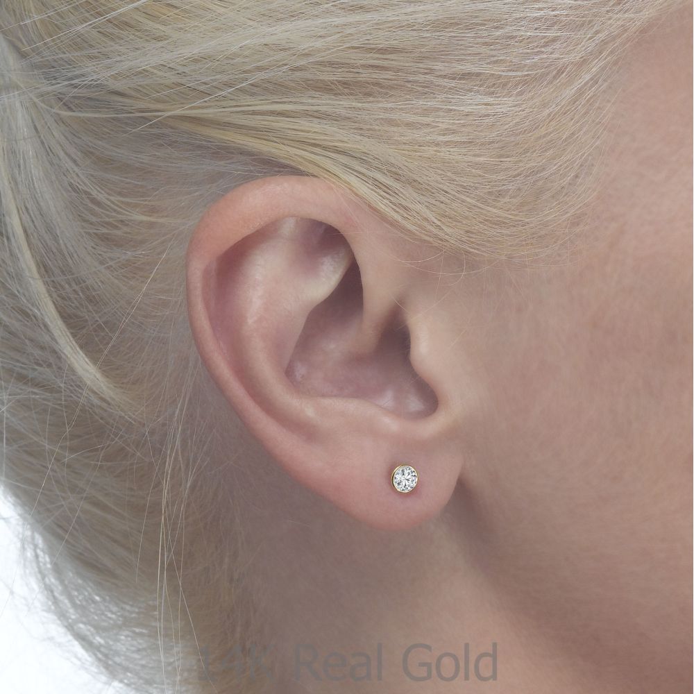 Girl's Jewelry | 14K Yellow Gold Kid's Stud Earrings - Circle of Monica - Small