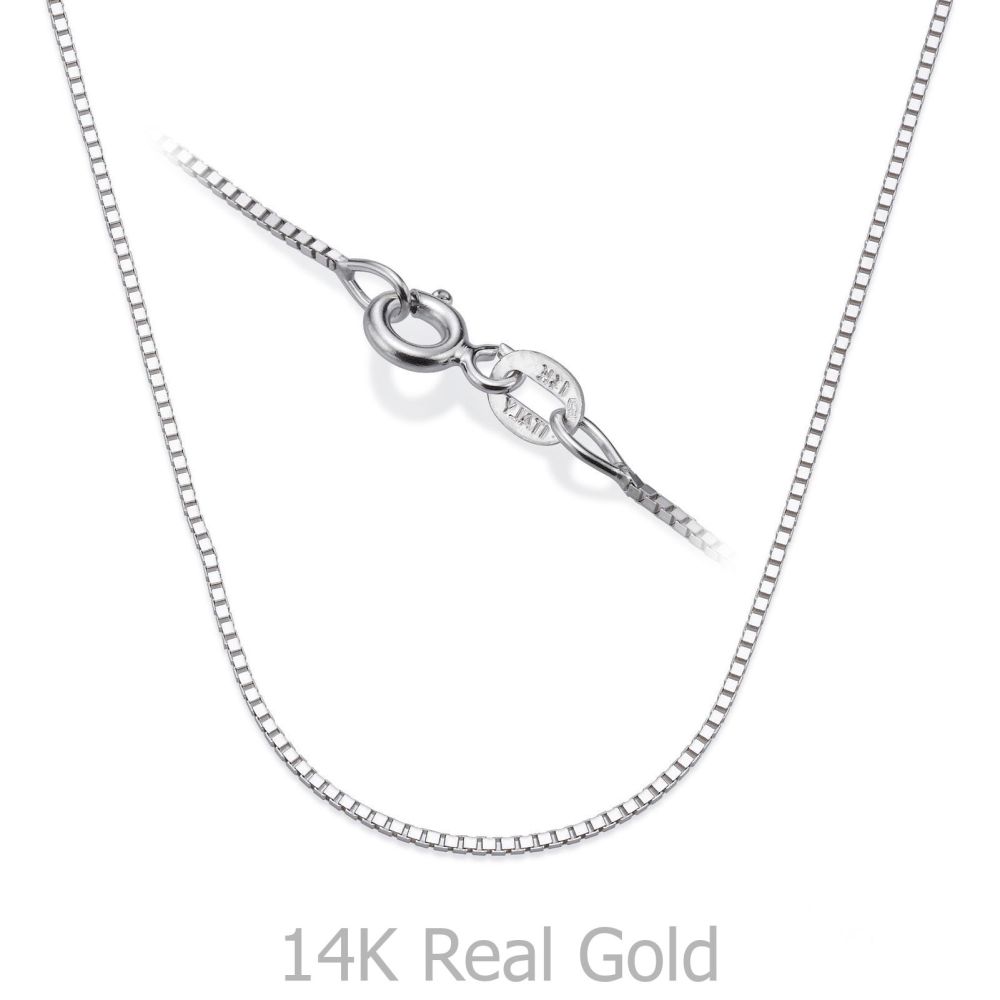 Gold Chains | 14K White Gold Venice Chain Necklace 0.8mm Thick, 17.7