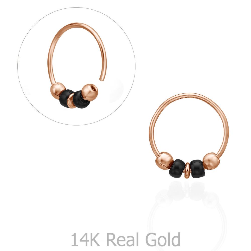 Piercing | Helix / Tragus Piercing in 14K Rose Gold with White Beads - Large