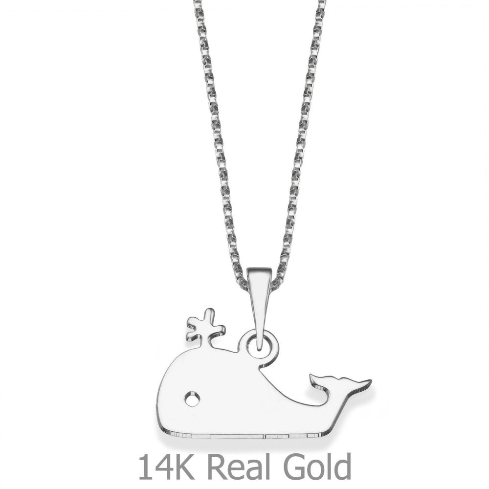 Girl's Jewelry | Pendant and Necklace in 14K White Gold - Wally Whale