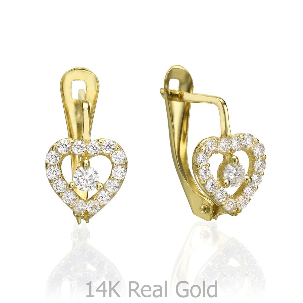 Gold Earrings | Drop Earrings - Beating Heart
