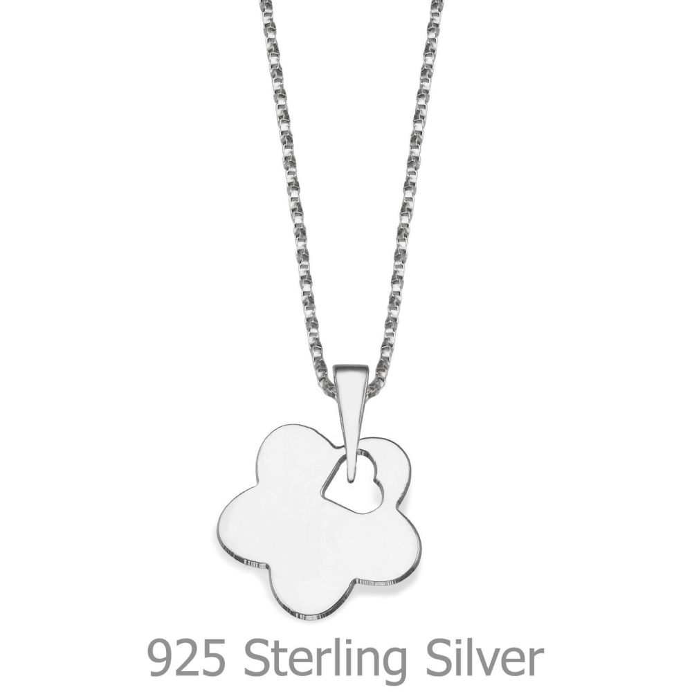 Girl's Jewelry | Pendant and Necklace in 925 Sterling Silver - Golden Heart Flower