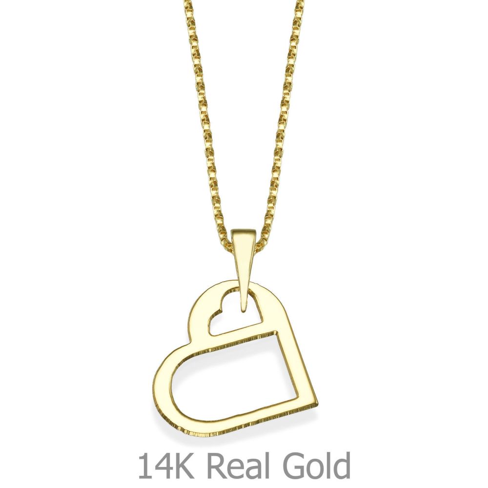 Girl's Jewelry | Pendant and Necklace in 14K Yellow Gold - Golden Heart