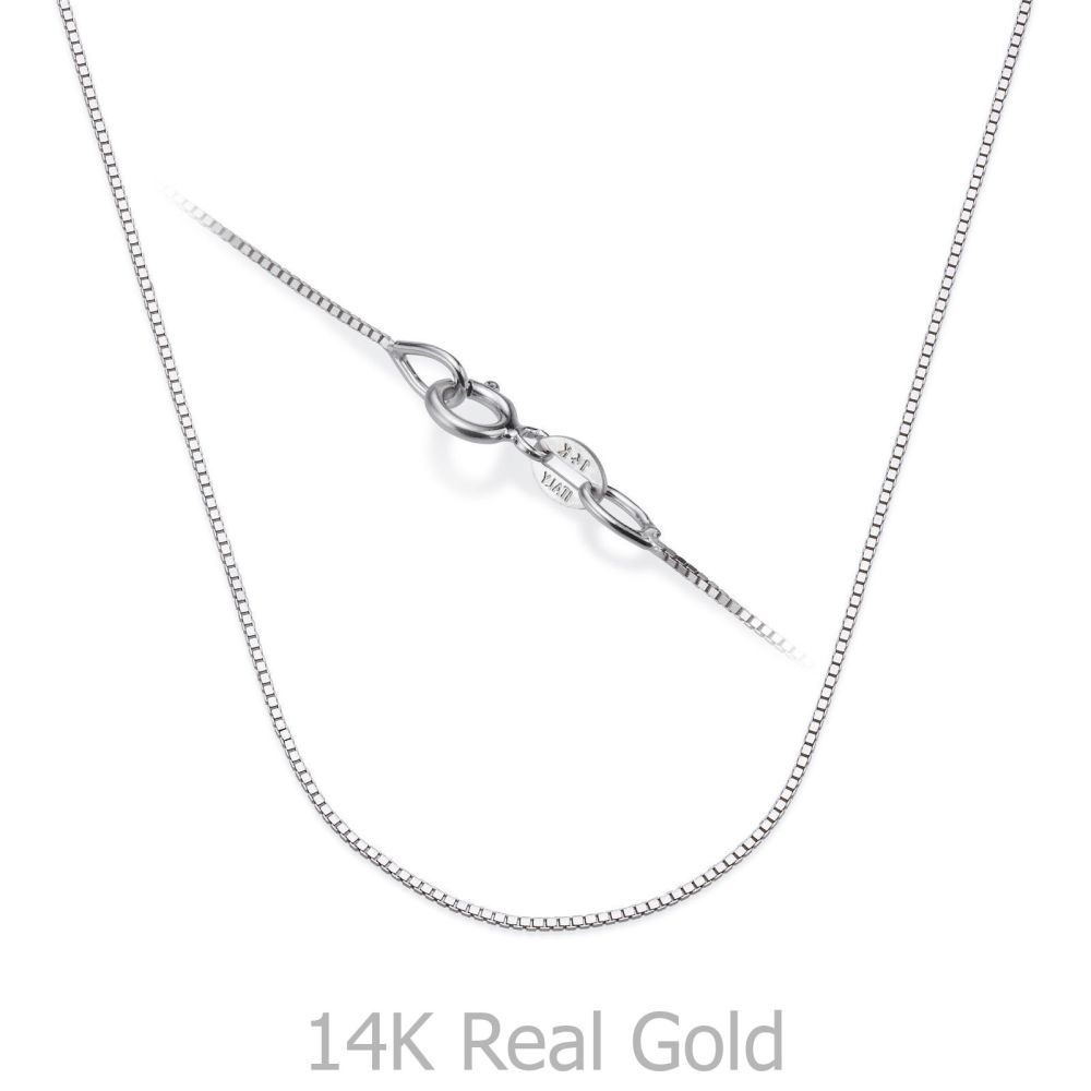 Gold Chains | 14K White Gold Venice Chain Necklace 0.53mm Thick, 17.7