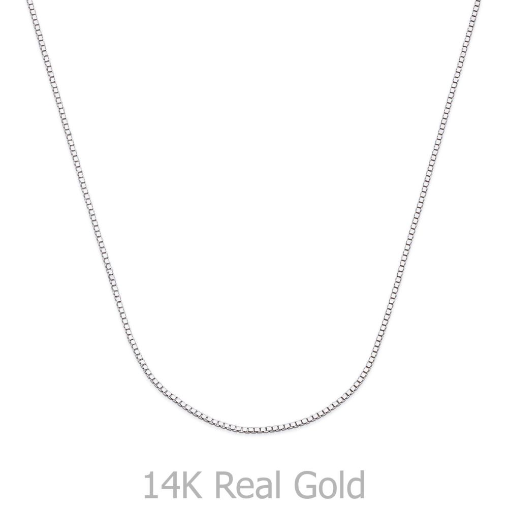 Gold Chains | 14K White Gold Venice Chain Necklace 0.53mm Thick, 17.7