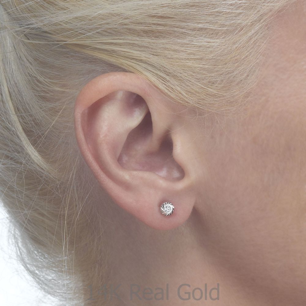 Girl's Jewelry | 14K White Gold Kid's Stud Earrings - Katia Circle