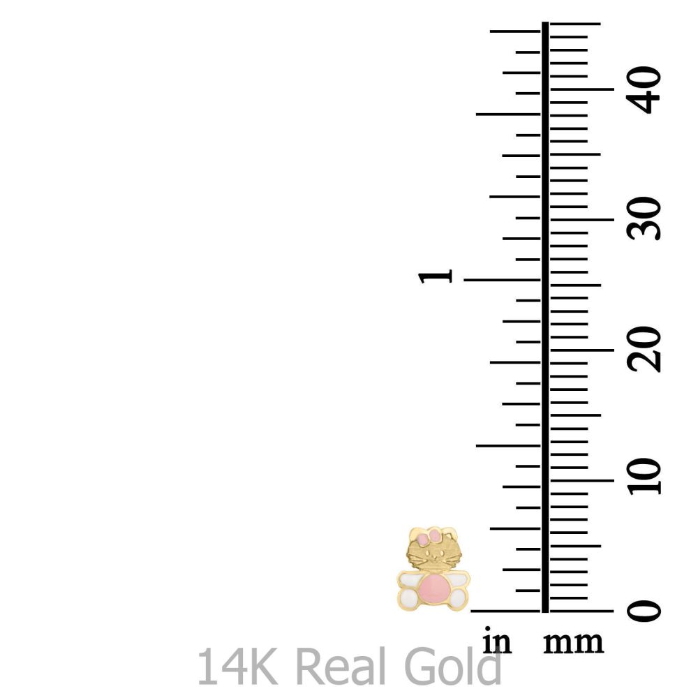Girl's Jewelry | 14K Yellow Gold Kid's Stud Earrings - Kitty Kat