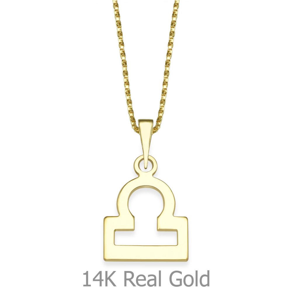 Girl's Jewelry | Pendant and Necklace in 14K Yellow Gold - Libra