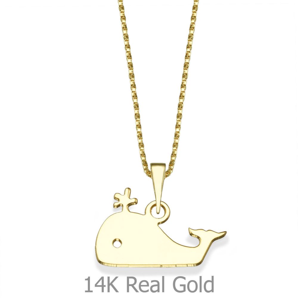 Girl's Jewelry | Pendant and Necklace in 14K Yellow Gold - Wally Whale