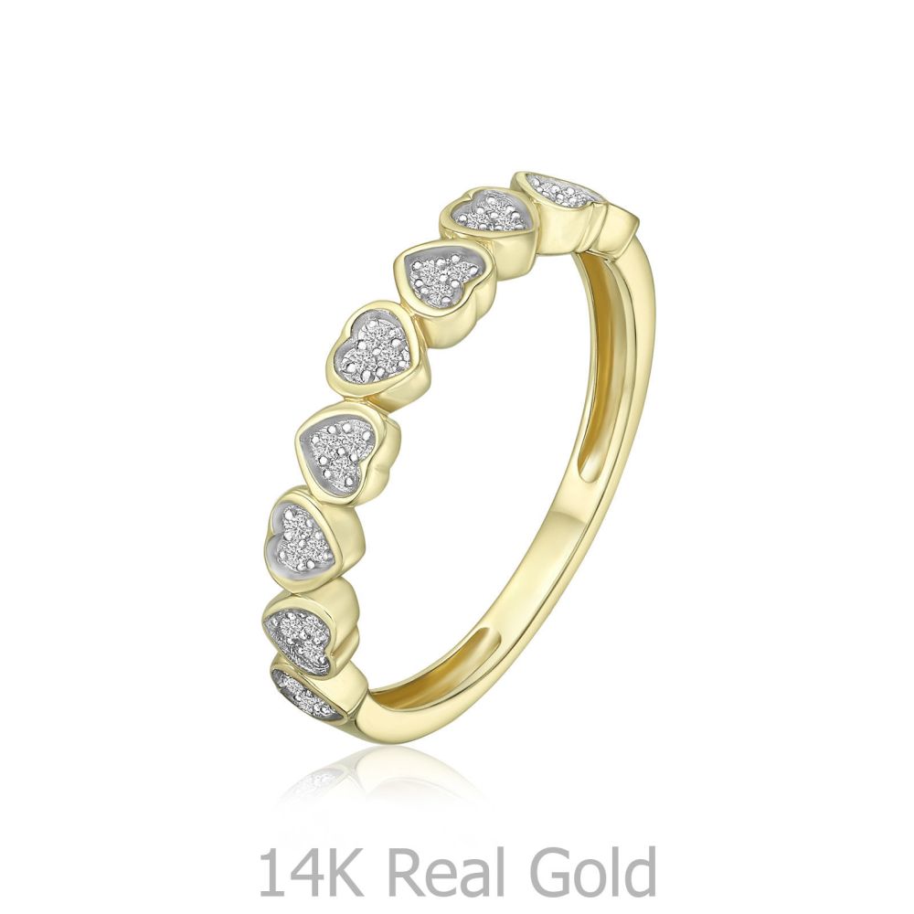 Diamond Jewelry | 14K Yellow Gold Diamond Ring - Nikka Hearts