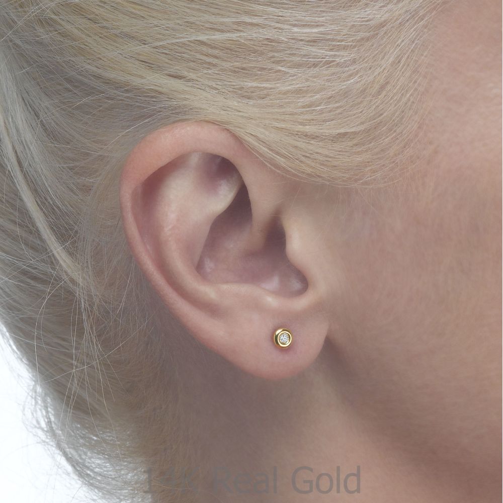 Girl's Jewelry | 14K Yellow Gold Kid's Stud Earrings - Circle of Splendor - Large