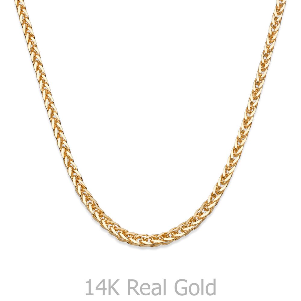 Gold Chains | 14K Yellow Gold Spiga Chain Necklace 1.5mm Thick, 17.7
