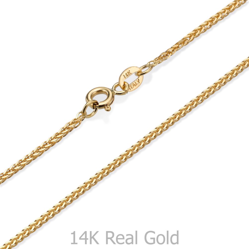 Gold Chains | 14K Yellow Gold Spiga Chain Necklace 1mm Thick, 19.5
