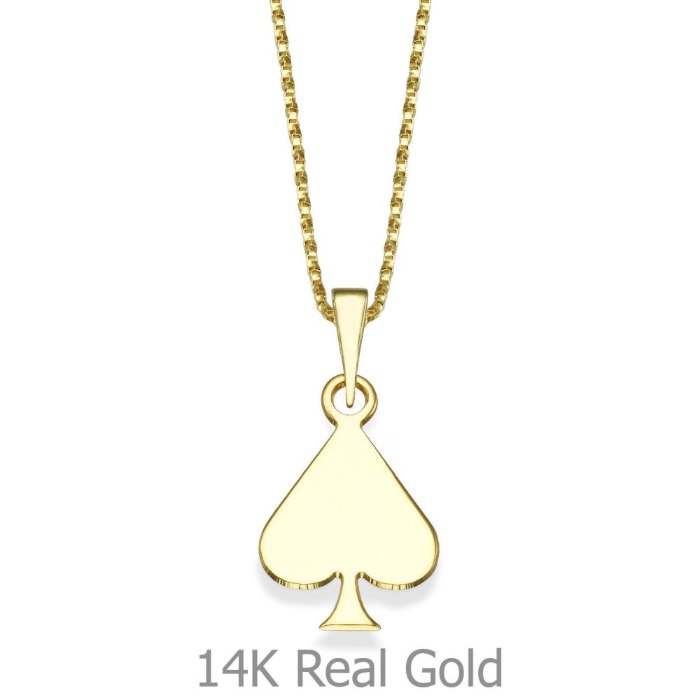Girl's Jewelry | Pendant and Necklace in 14K Yellow Gold - Queen of Spades