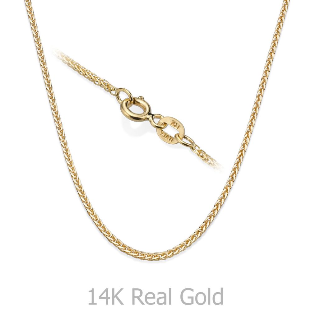 Gold Chains | 14K Yellow Gold Spiga Chain Necklace 0.8mm Thick, 16.5