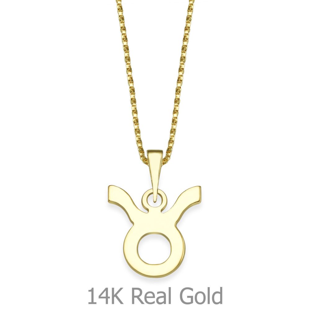 Girl's Jewelry | Pendant and Necklace in 14K Yellow Gold - Taurus