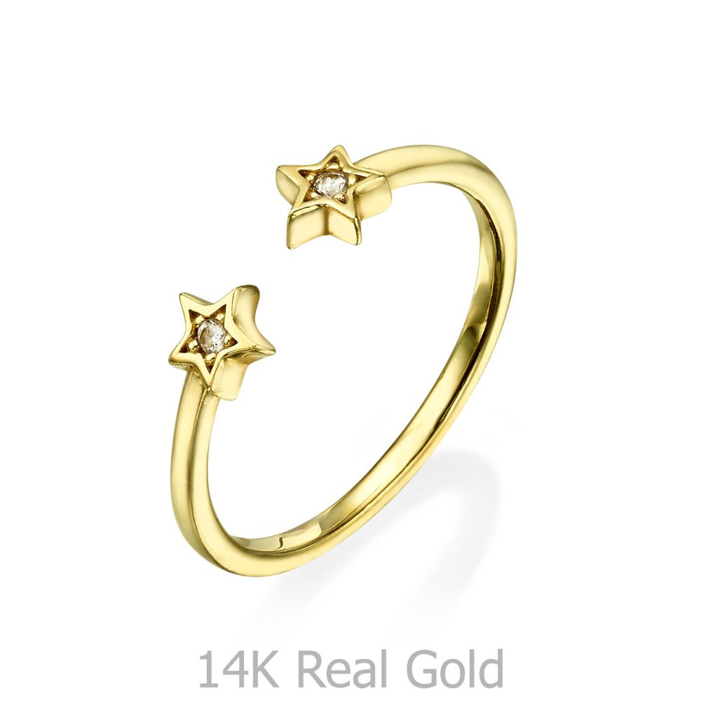 Women’s Gold Jewelry | Open Ring in Yellow Gold - Shinning Stars