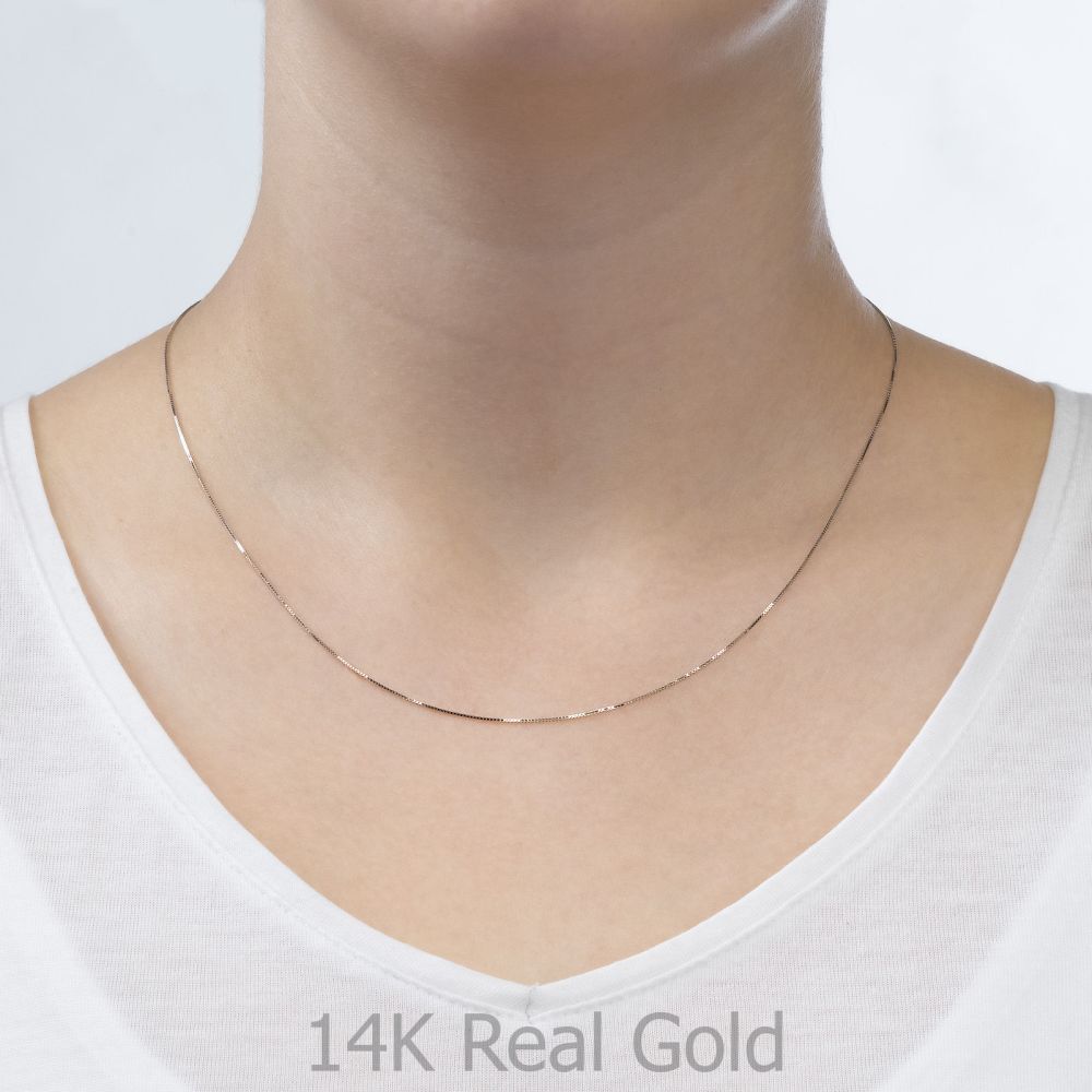 Gold Chains | 14K White Gold Venice Chain Necklace 0.53mm Thick, 15.74