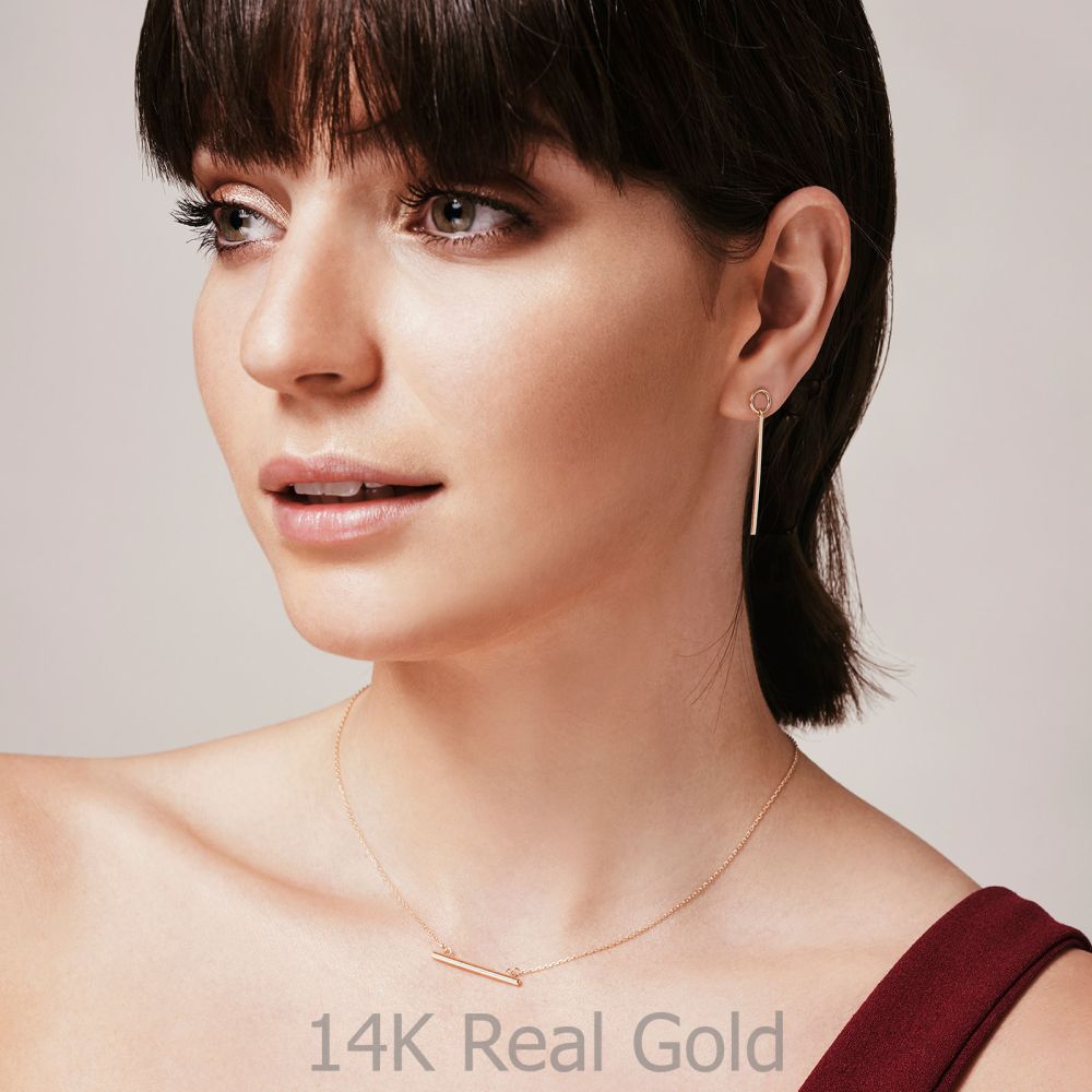 Women’s Gold Jewelry | 14K Rose Gold Women's Earrings - Pendulum