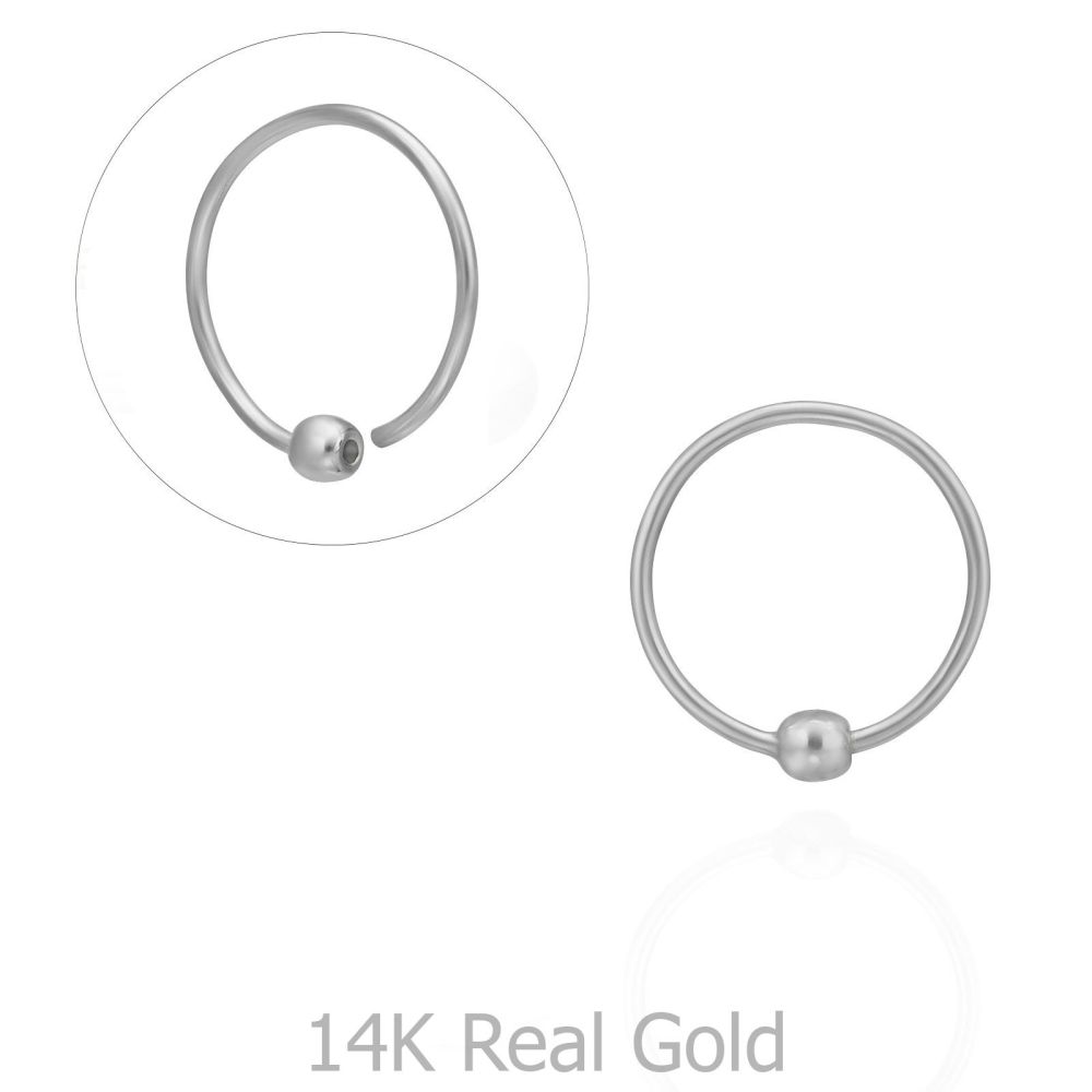 Piercing | Helix / Tragus Piercing in 14K White Gold with Gold Ball - Large