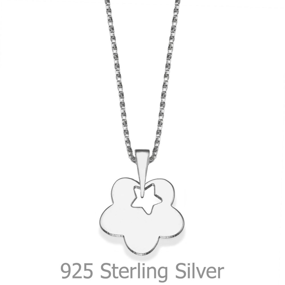 Girl's Jewelry | Pendant and Necklace in 925 Sterling Silver - Flower of Golden Star