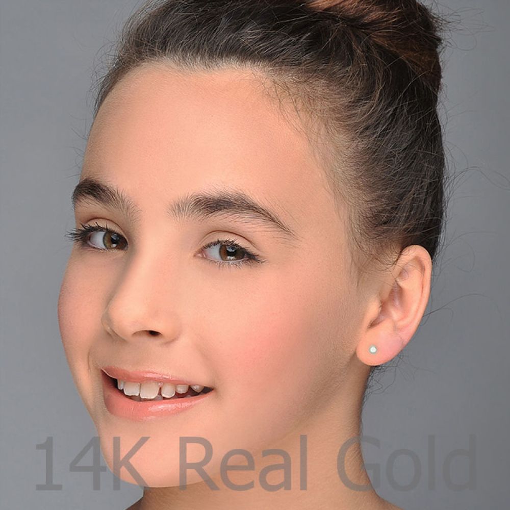 Girl's Jewelry | 14K White Gold Kid's Stud Earrings - Classic Circle